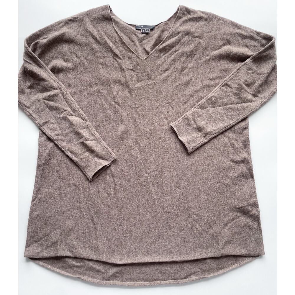 Women's Vince Taupe V-Neck Wool Cashmere Oversized Sweater Size Small